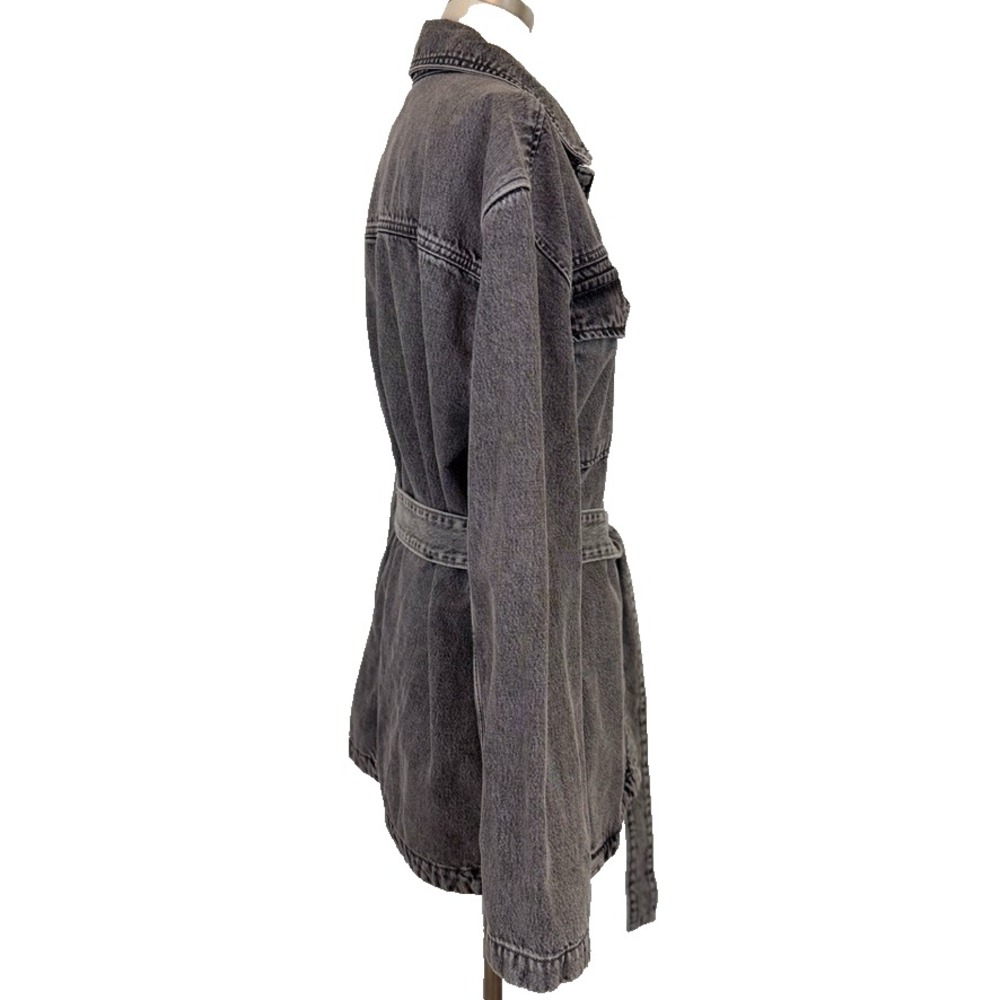 GAP‎ Gray Washed Belted Denim Utility Shirt Shaket Jacket Size M Tall - Picture 4 of 13